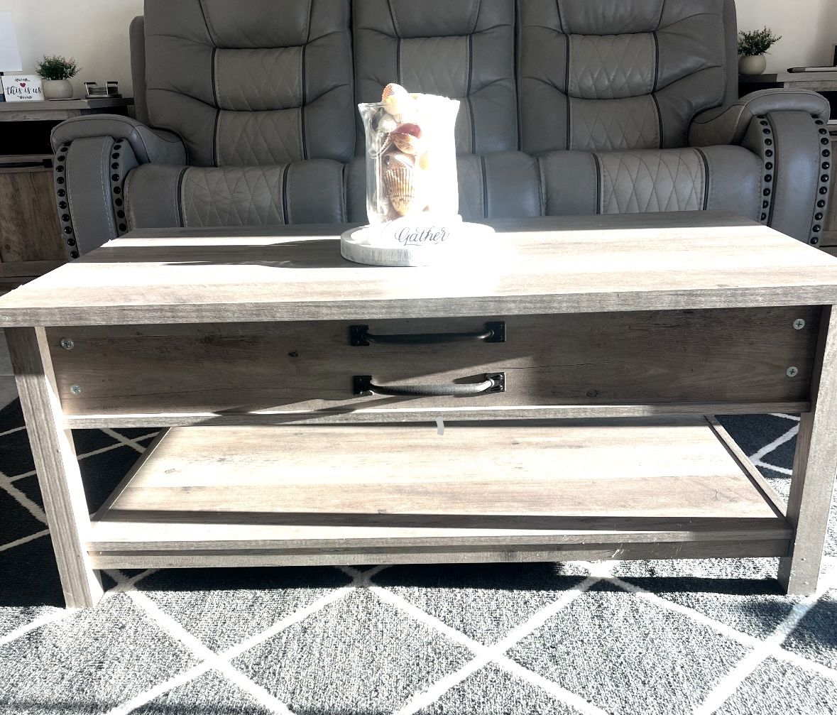 Farm Style Coffee Table With Storage