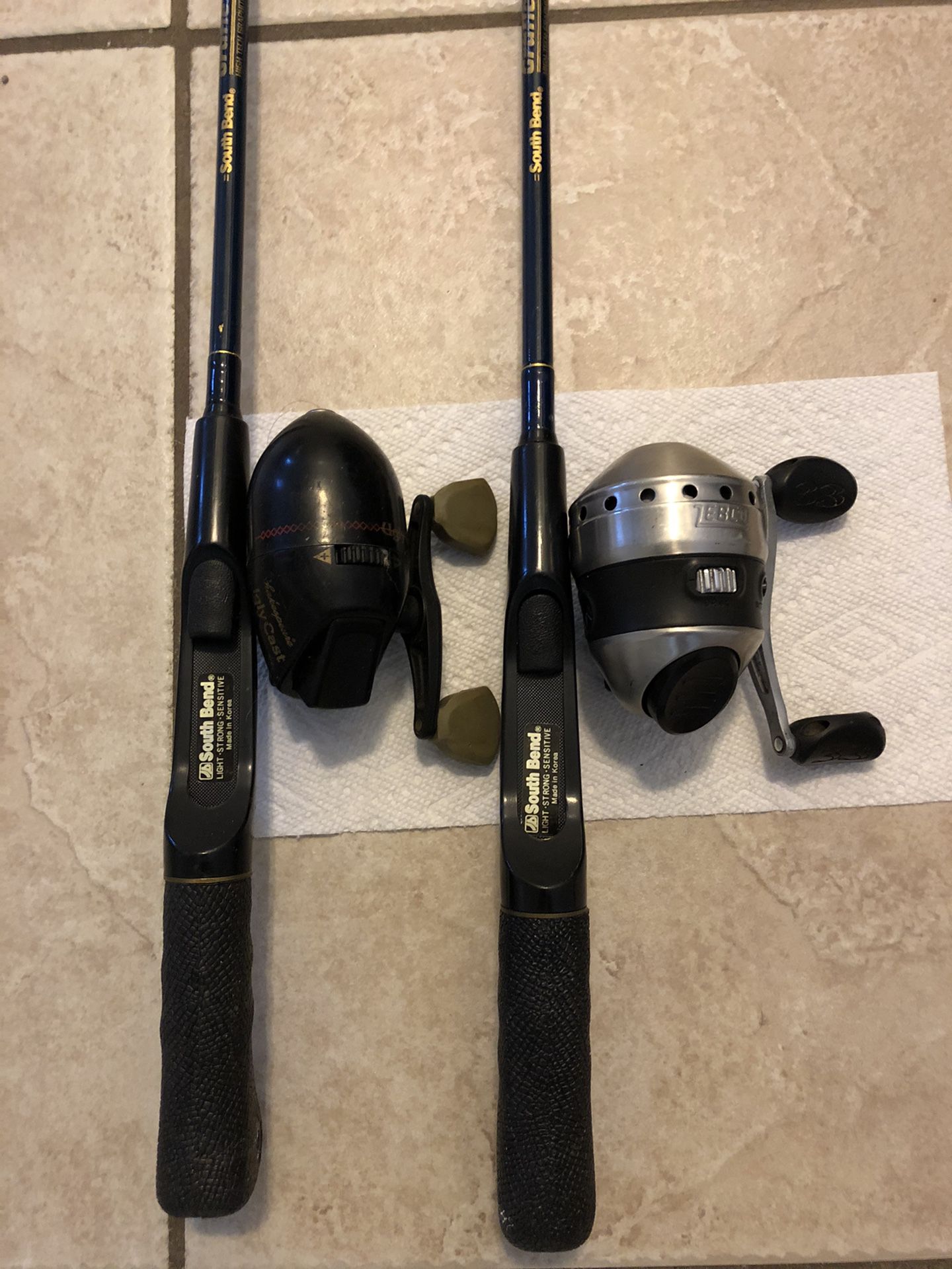 Brand new pair of South Bend casting rods with reels