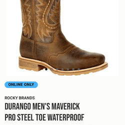 DURANGO MEN'S MAVERICK PRO STEEL TOE WATERPROOF WESTERN WORK BOOTS DDB0297