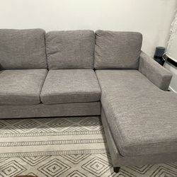 Light Grey Sofa with Reversible Chaise
