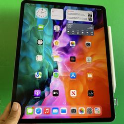 256GB Apple IPad Pro 12.9” 4th Generation (2020 Model/ Face ID/Liquid Retina ) WiFi + cellular (LTE/Unlocked) with Accessories(Apple pencil supported)