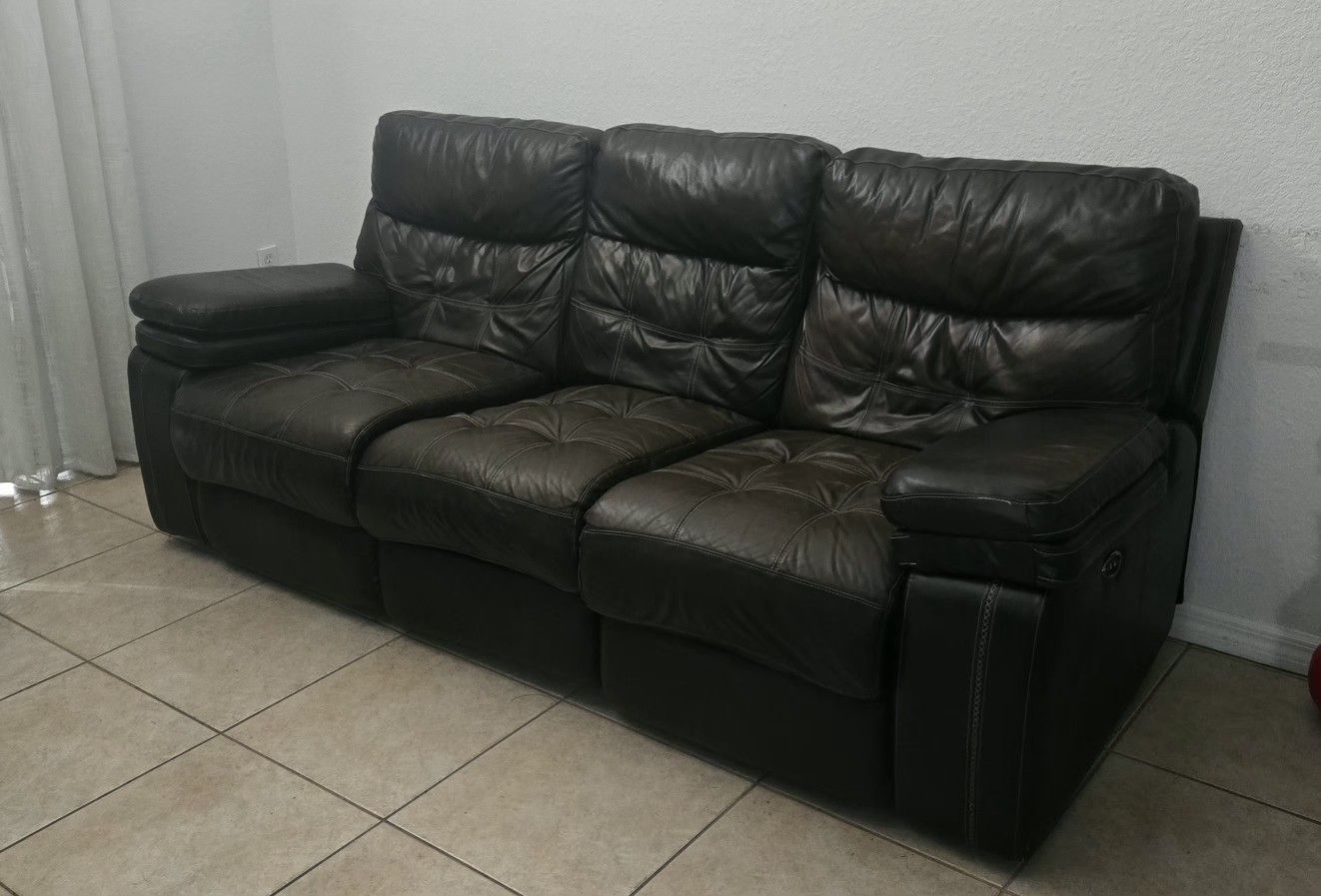 Leather Reclinable Sofa and Love Seat