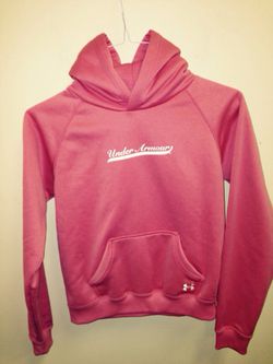 Girls Under Armour pink lg pullover hoodie