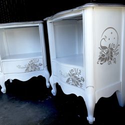 Pair of French Provincial Nightstands - Hand-Painted & Restored