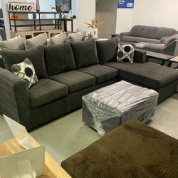 Grey Sectional With Ottoman ‼️new In Stock‼️