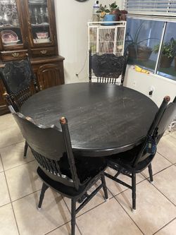 Solid Round Dining Table Four Chairs