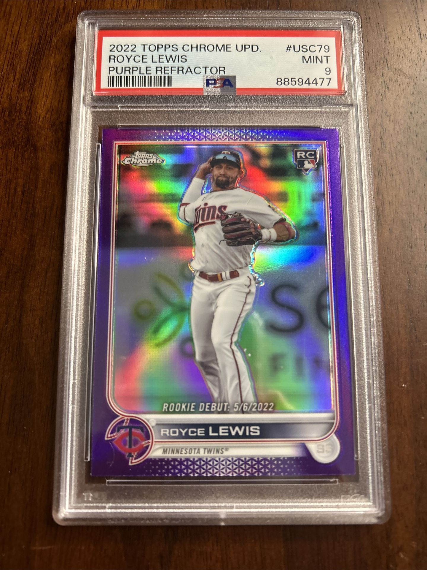 Royce Lewis 2022 Topps Chrome Update Rookie Debut Purple Psa 9