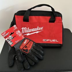 $25 NEW Milwaukee Contractor Tool Bag + Milwaukee Gloves (one pair - size Large)