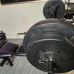Standard Adjustable Weight Bench with 80 lbs Weight Set Mats Included