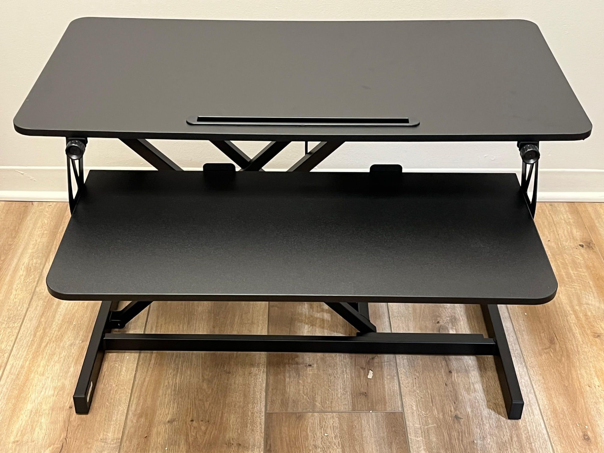 FEZIBO Adjustable Height Standing Desk Converter for Dual Monitor, Black Finish, 32