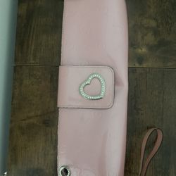 Y2K Pink Guess Wristlet 2000s Jewel Heart Detail 