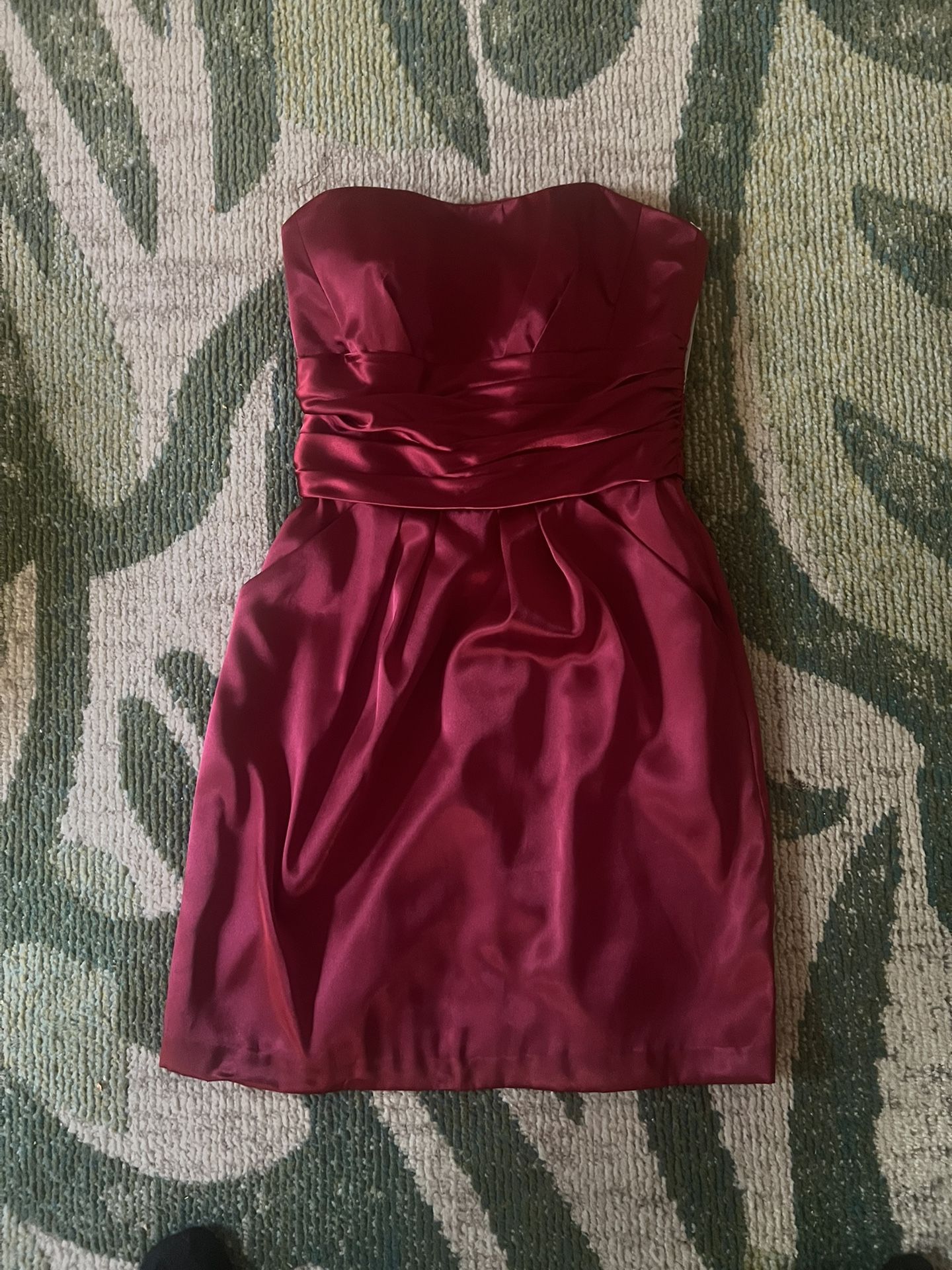 Red Satin Short Bridemaid Dress Size 2
