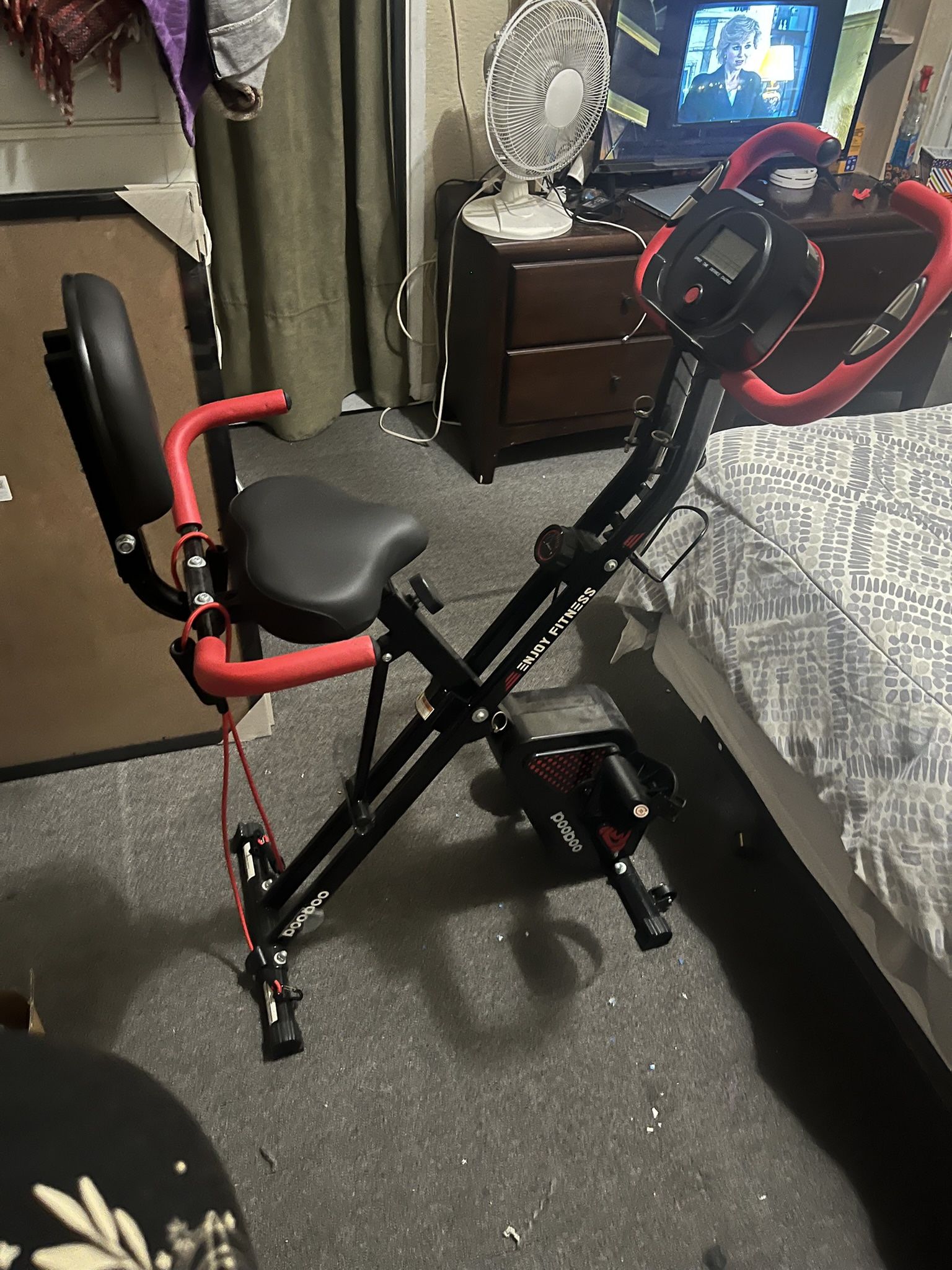 Folding Exercise Bike, Foldable Upright Stationary Bike