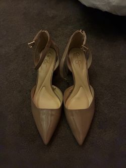 Jessica Simpson Nude Patent Pointed-Toe Heels/shoes