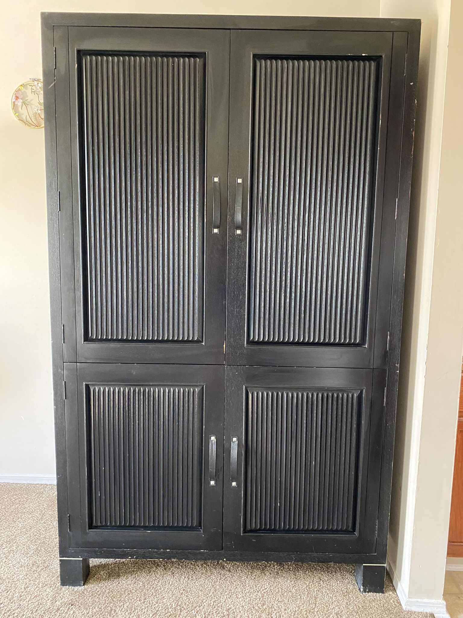 ENTERTAINMENT CENTER-BLACK WOOD