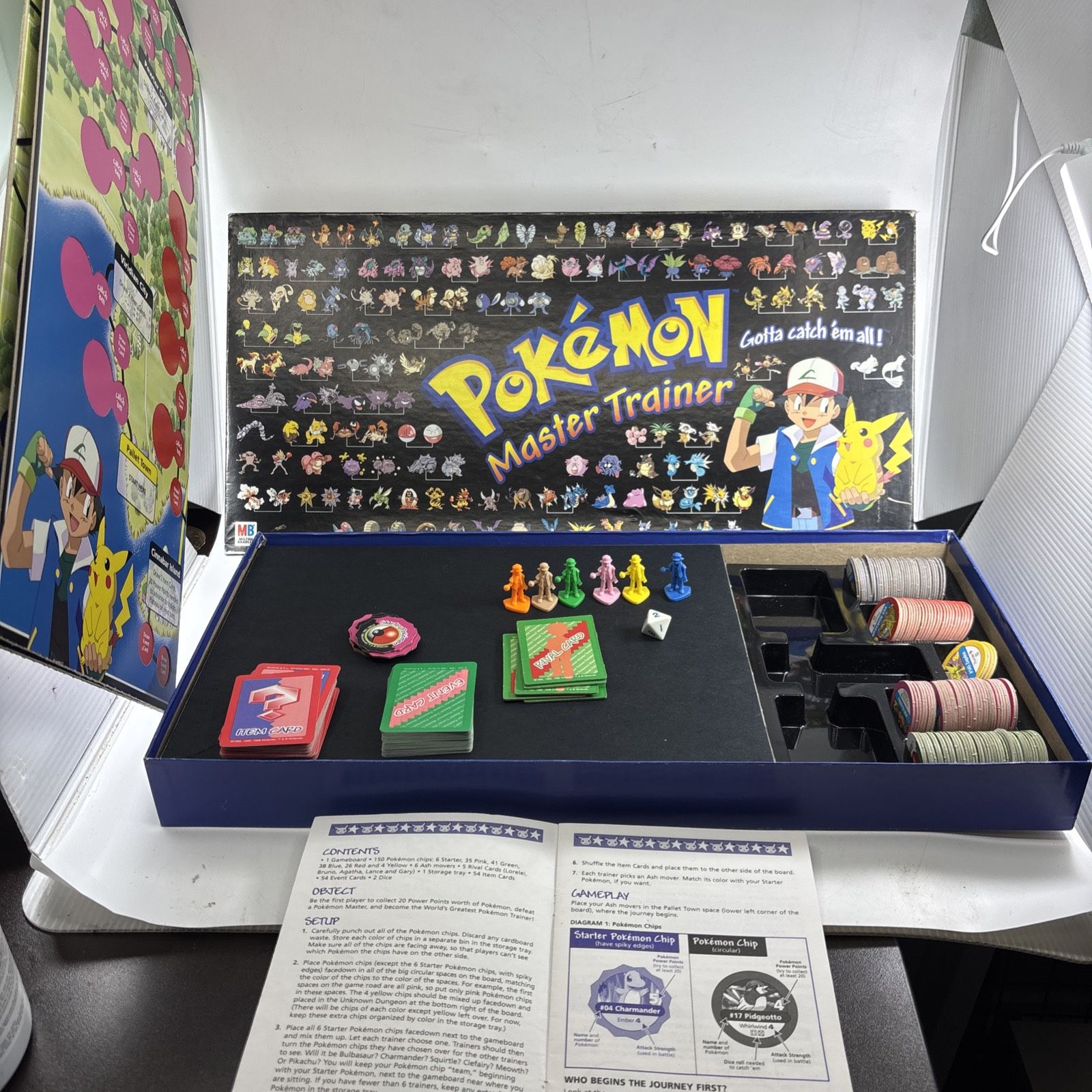Pokemon Master Trainer Board Game 1999 Vintage Missing 1 Dice Completed