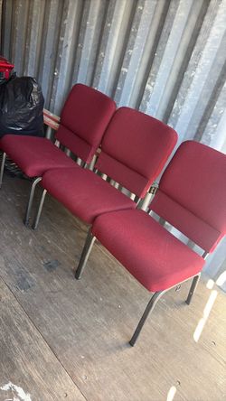 Set of 3 Red Fabric Stackable Chairs