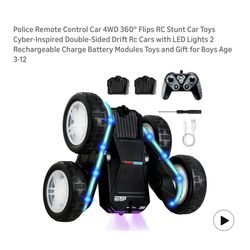 Brand new Police Remote Control Car 4WD 360° Flips RC Stunt Car Toys Cyber-Inspired Double-Sided Drift Rc Cars with LED Lights 2 Rechargeable Charge B