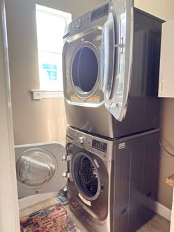 LG Front Load Washer & Dryer Set – Graphite Steel – Excellent Condition