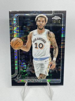 2025 Topps Chrome Jeremy Sochan black pulsar #’d 10/10 JERSEY & COLORMATCH