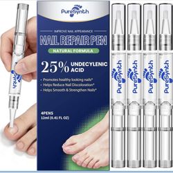 Extra Strength Nail Repair Pen, 25% Undecylenic Acid+ Aloe & Vitamin E, For Thick Yellow Discolored Nail Appearance, 4-Pack, 12 mL (0.41 fl oz)