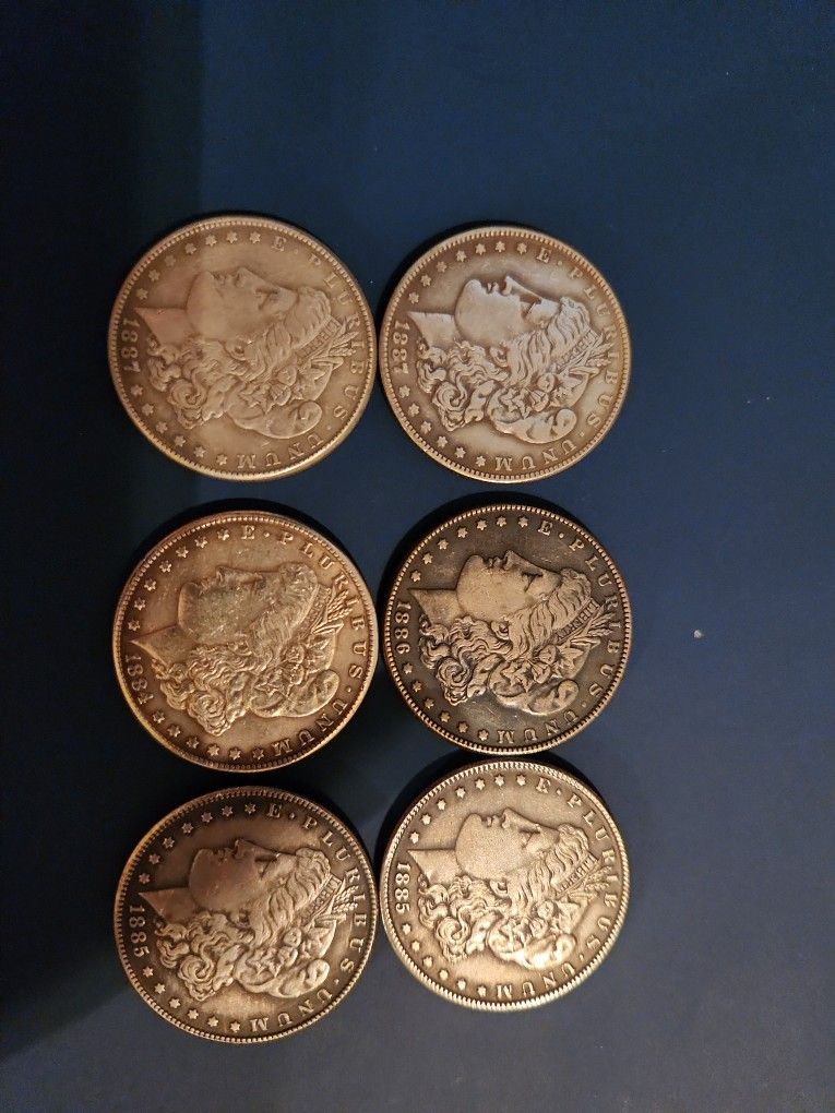 6 Morgan Dollar Silver Plated