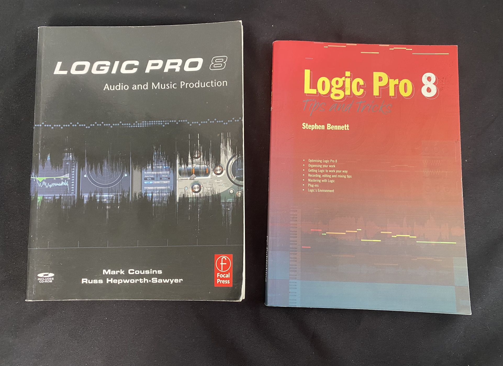 2 Bundle Book Lot Logic Pro 8 Audio & Music Production Book w/ CD Mark Cousins  / Logic Pro 8 Tips & Tricks Stephen Bennett
