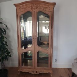 Vintage Glass Display Cabinet with Interior Lighting
