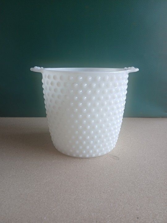 Vintage Anchor Hocking Hobnail Milk Glass Ice Bucket