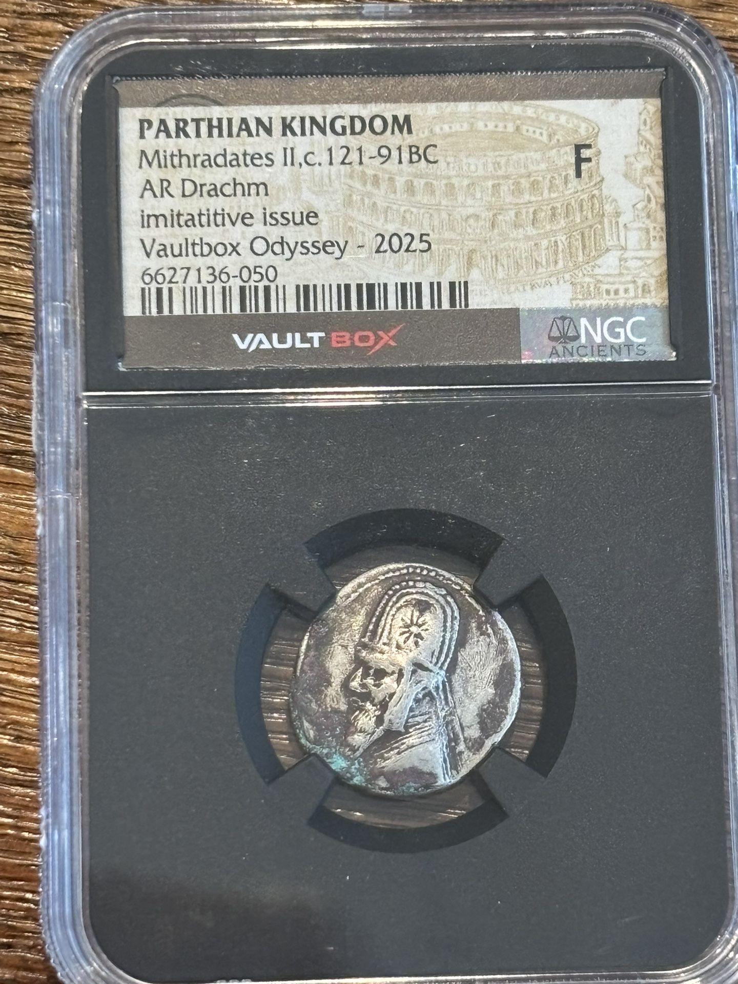 Ancient Parthian Silver Drachm – NGC Certified – Mithradates II (121–91 BC) – VaultBox Odyssey
