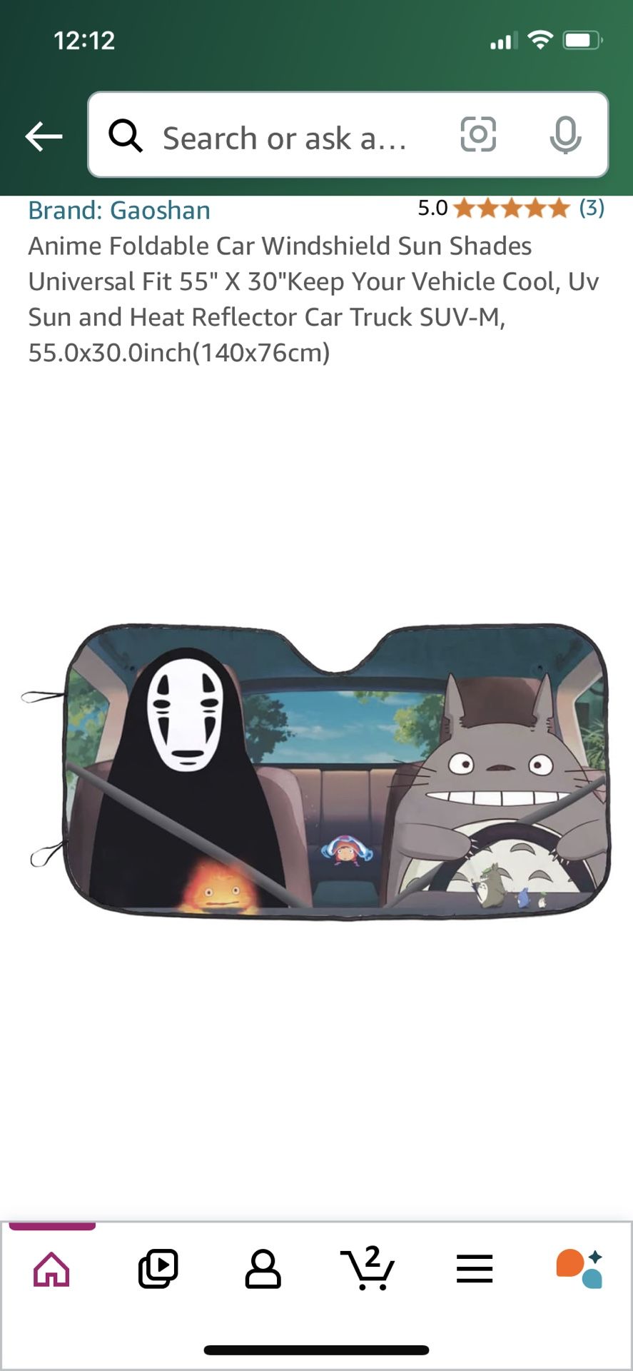 Totoro No face Windshield Cover Brand New