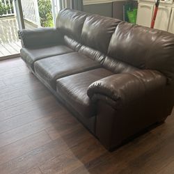 Brown Faux Leather Couch (price drop)