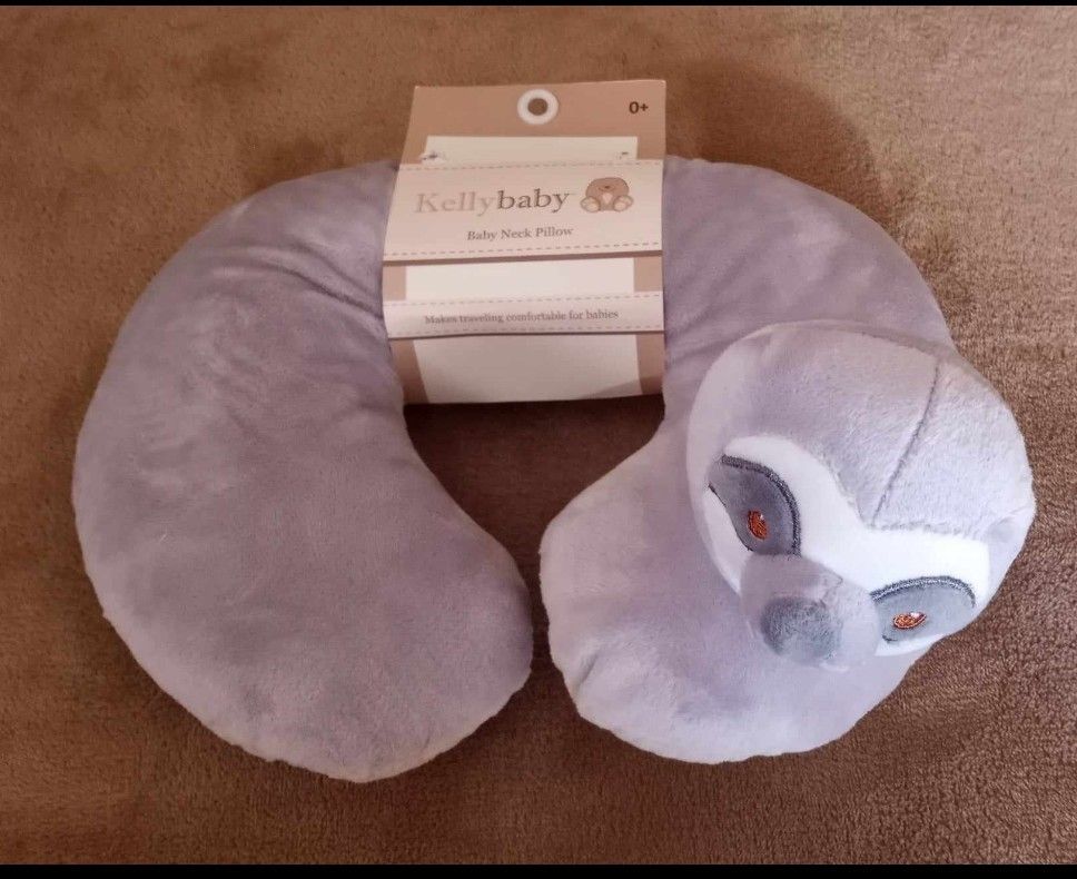 NEW Kellybaby gray sloth baby neck pillow 10" $10 FIRM