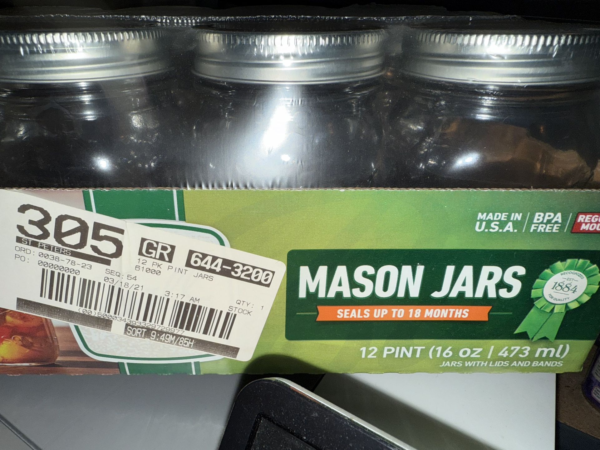 Ball Pint Size Mason Jars For Canning