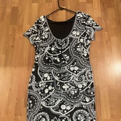 Vintage Block Tie Oleg Cassini Pearl Dress 