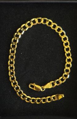 14K Gold over Silver Cuban Link Bracelet 8"