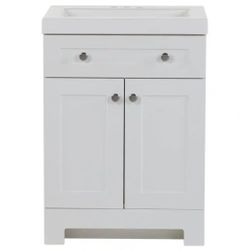 Glacier Bay
Everdean 25 in. Single Sink White Bath Vanity with White Cultured Marble Top (Assembled)