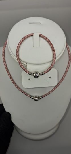 Pandora Moments Pink Woven Leather Bracelet and Pandora Moments Double Pink Leather Bracelet 