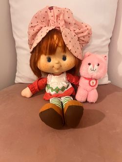 Vintage Strawberry Shortcake Doll with Cat Plush