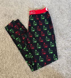 New Womens ethika leggings women’s Medium black, Red green "HO" holiday