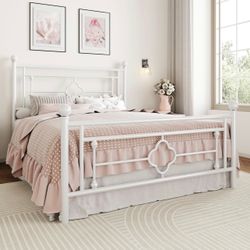white queen bed frame