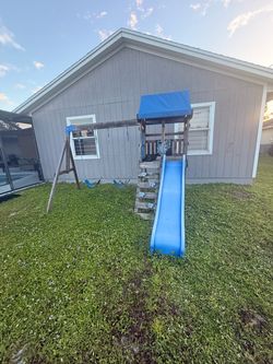 Wooden Backyard Swing Set with Slide – $100 OBO