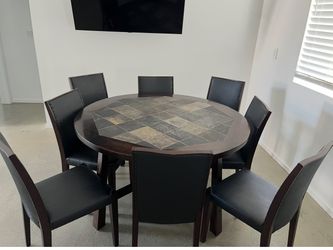 Dining Table With Eight Leather Chairs