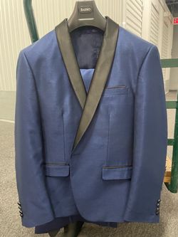 Retro Paris 3-Piece Mens Blue Suit