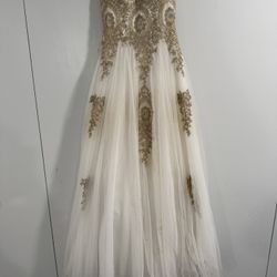 Beautiful white and gold chiffon Ball gown