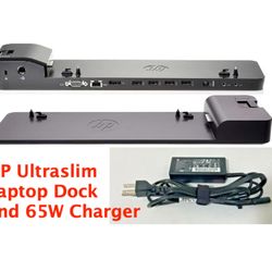 HP Laptop UltraSlim Dock And 65W Charger