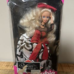1994 Mattel Night Dazzle Barbie Black & White Gown Red