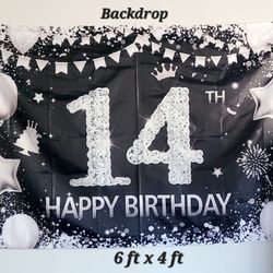 14th Birthday Party Backdrop 