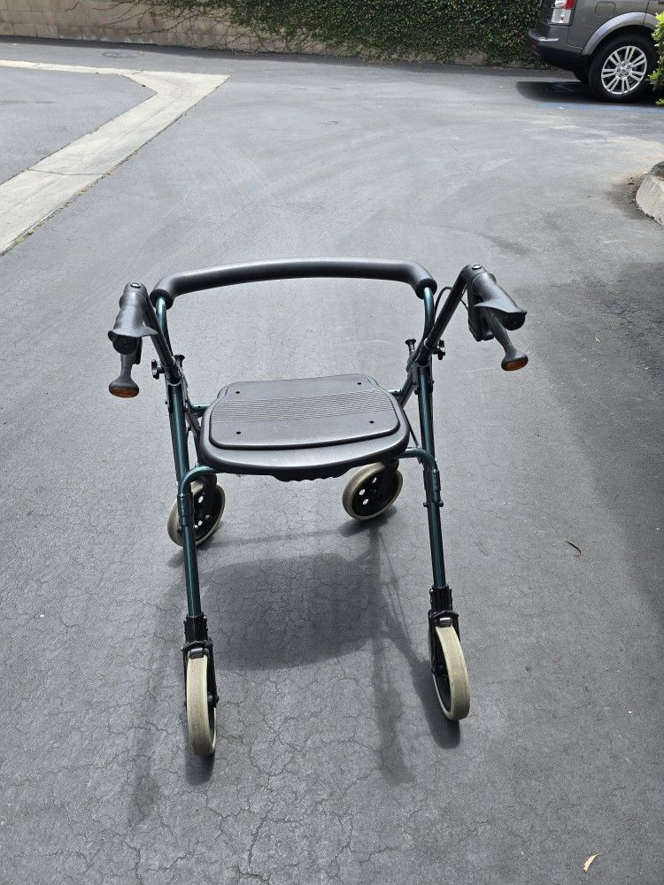 Foldable Walker with Adjustable Height Handles, Dual Brakes, Larger Wheels