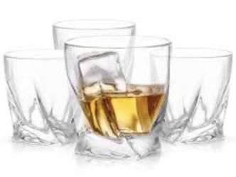 Twisted whiskey glass set of 4  NEW   $15each set